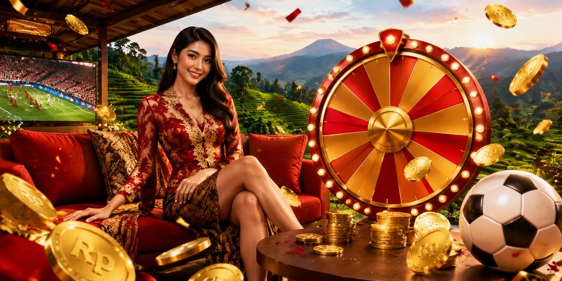 Wanita berkemeja merah muda memantau meja roulette dengan serius